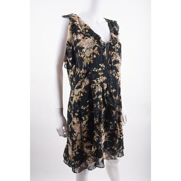 Paige Womens Tia Silk Dress L Multi-Color Black Floral NWT - Picture 2 of 6